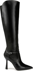 Sam Edelman Elia Black Leather Pointed Toe Stiletto Heeled Over The Knee Boots