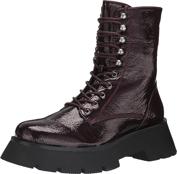 Circus By Sam Edelman Lolita Burgundy Patent Round Toe Chunky Heel Lace Up Boots