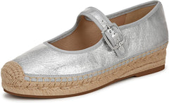 Sam Edelman Mackie Soft Silver Pointed Cap Toe Mary Jane Espadrille Loafers