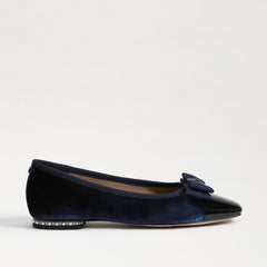 Sam Edelman Maren Como Blue/Black Slip On Squared Toe Bow Detailed Ballet Flats