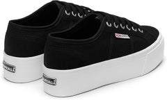 Superga Unisex Low-Top Sneakers Full Black Lace Up Platform Fashion Sneakers (6)