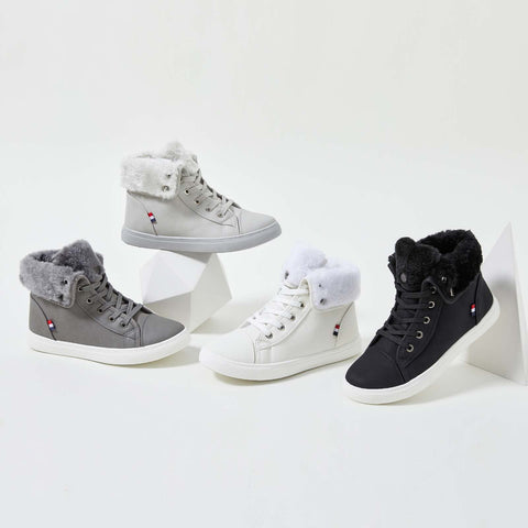 Shupua Ankle Boots Grey Lace Up Combat Boots Winter Boots Fashion Snow Boots