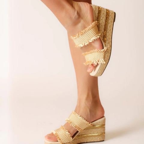 Cecelia New York Lady Platform Women Slip On Open Toe Heel Wedges Sandals
