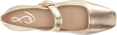 Sam Edelman Michaela Gold Mary Jane Buckled Ankle Strap Square Toe Flats