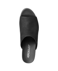 Aerosoles Blond Black Nubuck Covered Platform Wedge Slip On Slide Sandals