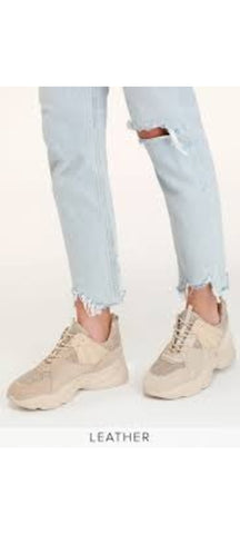 Steve Madden Bolt Beige Fashion Lace Up Rounded Closed Toe Platform Sneakers