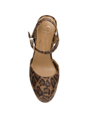 Jessica Simpson Draiye Leopard Closed Toe Ankle Strap Block Heel Platform Pumps