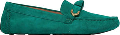 Cole Haan Evelyn Bow Driver Aventurine Suede Slip On Rounded Toe Flats Loafers
