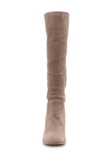 Vince Camuto Sessily Foxy Taupe Suede Slouchy Chunky Block Heel Knee High Boot