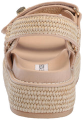Steve Madden Bigmona Natural Raffia Fashion Buckle Open Toe Platform Sandals