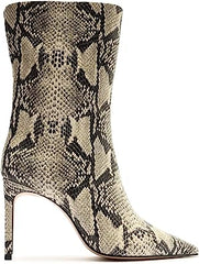 Schutz Mary Natural Snake Side Zipper Pointed Toe Stiletto Heel Ankle Boots