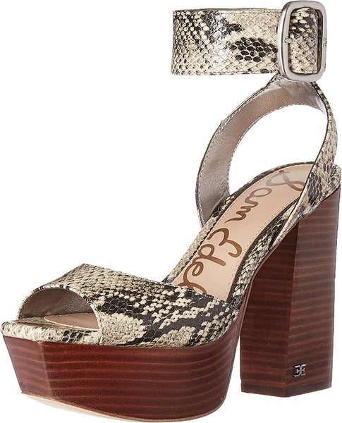 Sam Edelman Rain Black White Snake Fashion Platform Block Heeled Dress Sandals