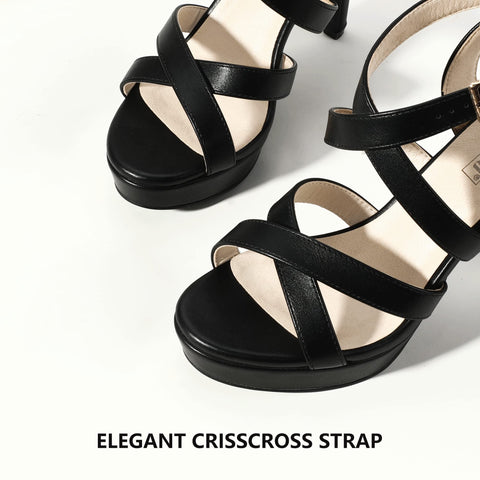 IDIFU Women's Dress Platform High Heels Strappy Heeled Sandals Open Toe Ankle Strap Shoes for Women Wedding Bridal Homecoming
