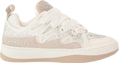 Steve Madden Roaring White Multi Rhinestone Lace Up Low Top Fashion Sneakers