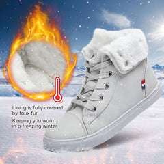 Shupua Ankle Boots Grey Lace Up Combat Boots Winter Boots Fashion Snow Boots