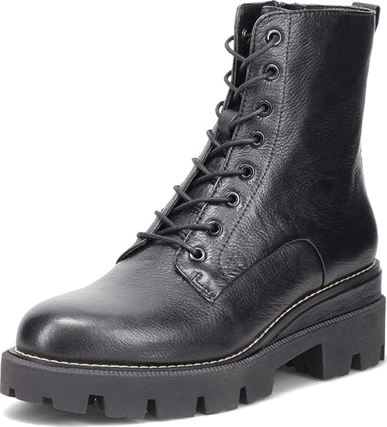 Sam Edelman Garret Black Waterproof Leather Lace Up Platform Combat Ankle Boots