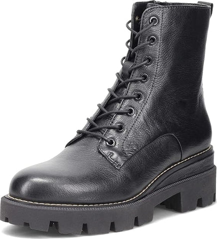 Sam Edelman Garret Black Waterproof Leather Lace Up Platform Combat Ankle Boots