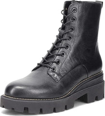 Sam Edelman Garret Black Waterproof Leather Lace Up Platform Combat Ankle Boots