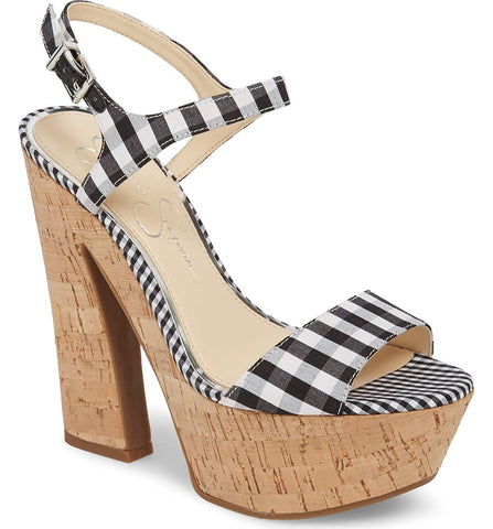 Jessica Simpson Divella Black White Picnic Gingham High Platform Sandal