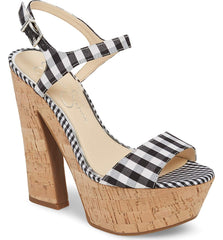 Jessica Simpson Divella Black White Picnic Gingham High Platform Sandal