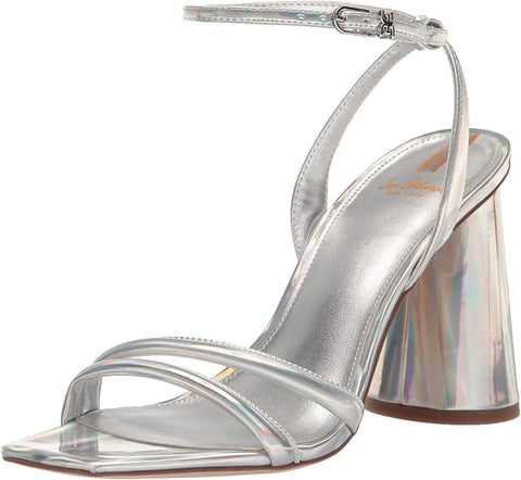 Sam Edelman Kia Soft Silver Fashion Open Toe Ankle Strap Block Heeled Sandals