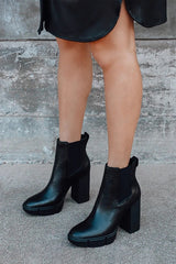 Steve Madden Revised Black Leather Chelsea Platform Chunky Heeled Ankle Boots