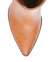 Vince Camuto Perintie Light Cognac Leather Pointed Toe Knee High Heel Dress Boot