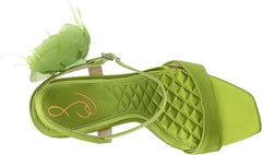Sam Edelman Leana Tropic Green Suede Squared Open Toe Stiletto Heleed Sandals