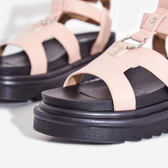 Lemonade Gladys Pink Gladiator Cushioned Open Toe Platform Sandals