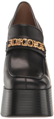 Sam Edelman  Rowe Black Leather Fashion Slip On Platform Square Toe Pumps Shoes 7.5