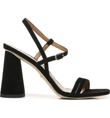 Sam Edelman Kit Black Square Toe Slingback Strap Cylindrical Block Heel Sandals