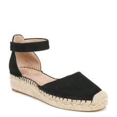 Naturalizer Sole Wren Black Fabric Fashion Ankle Strap Low Heel Espadrille Sandals