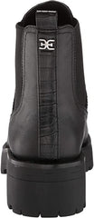 Sam Edelman Justina Black Leather Pull On Block Heel Almond Toe Ankle Boots