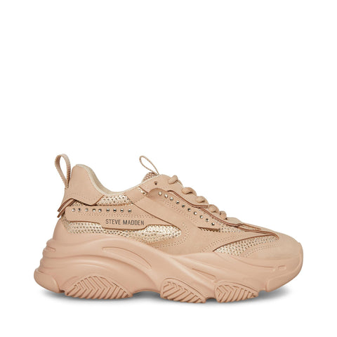 Steve Madden Possession Blush Lace Up Boyfriend Chunky Platform Sneakers