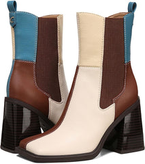 Circus by Sam Edelman Lauren Deja Blue Snip-Toe Block Heel Patch Chelsea Booties