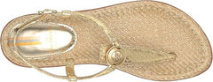 Sam Edelman Gigi Gold Signet Embossed Open Toe Ankle Strap Flats Sandals
