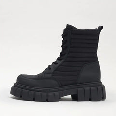 Sam Edelman Olympia Black Chunky Lug Sole Lace Up Rounded Toe Ankle Combat Boots
