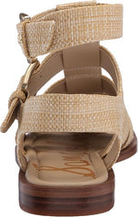 Sam Edelman Dawn Bleached Beechwood Ankle Strap Square Toe Buckle Flats Sandals