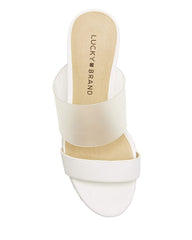 Lucky Brand Brindia White Clear Strappy Slip On Platform Wedge Fashion Sandals