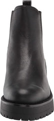 Sam Edelman Justina Black Leather Pull On Block Heel Almond Toe Ankle Boots