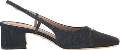 Sam Edelman Tarra Hudson Navy/Black Almond Toe Block Heel Slingback Sandals