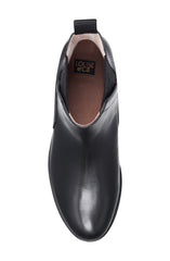 Louise Et Cie Zareb Black Leather Wedge Ankle Pull-on Chelsea Platform Bootie