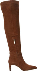 Sam Edelman Ursula Toasted Coconut Pointed Toe Kitten Heel Over the Knee Boots