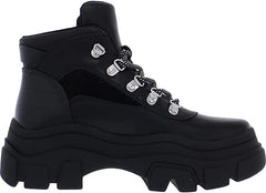 Steve Madden Vermont Black Multi Lace Up Rounded Toe Platform Boot