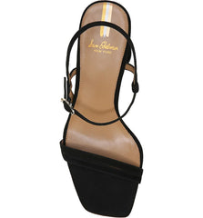Sam Edelman Kit Black Square Toe Slingback Strap Cylindrical Block Heel Sandals