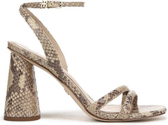 Sam Edelman Kia Light Oak Multi Square Open Toe Ankle Strap Block Heeled Sandals