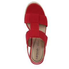 LifeStride Tallulah Red Fashion Slingback Open Toe Casual Espadrille Wedge Sandals