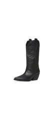 Steve Madden West Black Leather Pull On Pointed Toe Block Heel Western Boots
