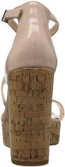 Jessica Simpson Stassi Nude Patent Leather Cork Wedge Platform Strappy Sandals