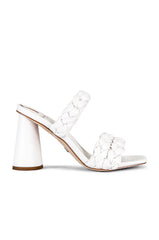 Sam Edelman Kendra White Leather Block Heel Square Open Toe Slip On Fashion Mule